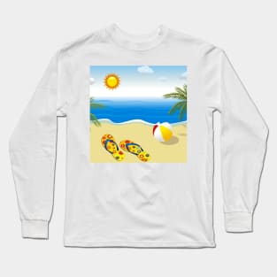 Cheerful Summer Day At The Beach Long Sleeve T-Shirt